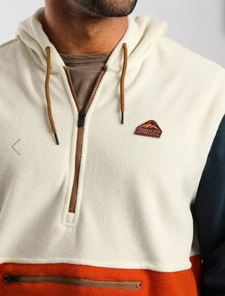 Hurley Men's Summit Windchill 1/4 Zip Pullover Size XXL Orange Ivory