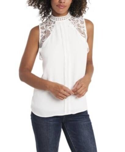 Vince Camuto Womens Lace Collar Blouse Size XL White MSRP $79