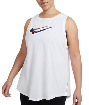 Nike Women's Dri-FIT Plus Swoosh Stars Training Tank Top White Size 2X MSRP $30