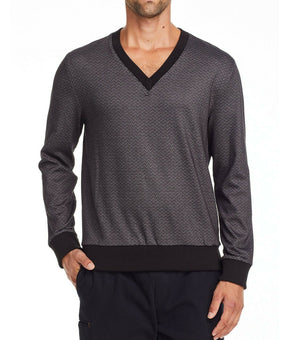 Tallia Men's Slim Fit Zig Zag V Neck Sweater Black Grey Charcoal Size S