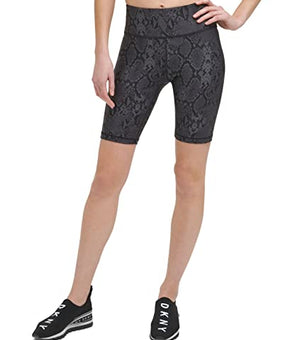 DKNY Sport Women's Snake-Embossed Bike Shorts (Black, X-Small)