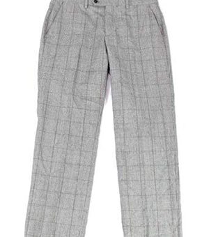 LAUREN RALPH LAUREN Mens Plaid 100% Wool Pants B/W Size 34/30 Gray