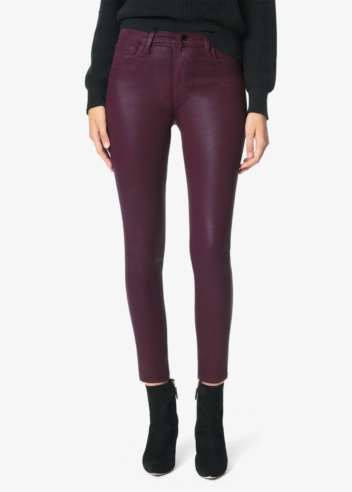 Joe's CHARLIE HIGH RISE SKINNY ANKLE COATED JEANS SIREN Red Sz 27 MSRP $198 New