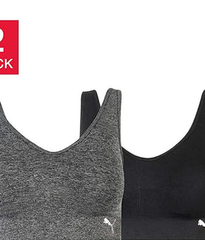 PUMA Seamless Sports Bra Womens black-gray 2-pack Size S