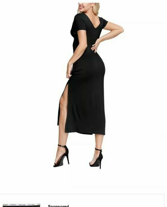 INK+IVY Women's Soft Light Jersey Double V-Neck Dress Black Size S