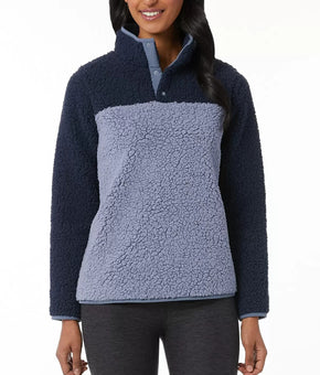 32 Degrees Sherpa Mock-Neck Sweatshirt Size XL Blue Navy MSRP $58