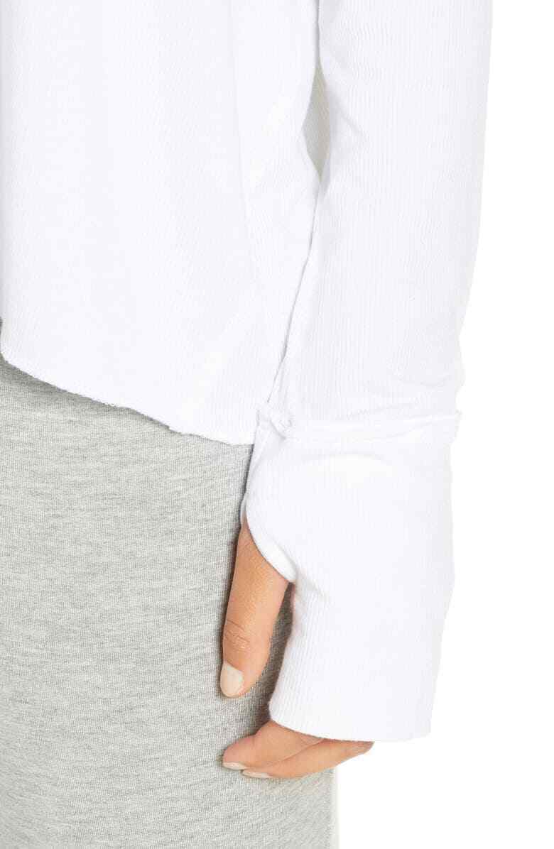 Felina Women's Long Sleeve V-Neck Top (White, Size Medium) MSRP $42