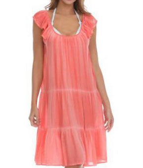 Raviya Women's Tiered Dress Cover Up Swimsuit Orange Size L