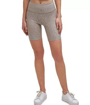 Calvin Klein Womens Performance Printed Bike Shorts Beige Size 2XL MSRP $40