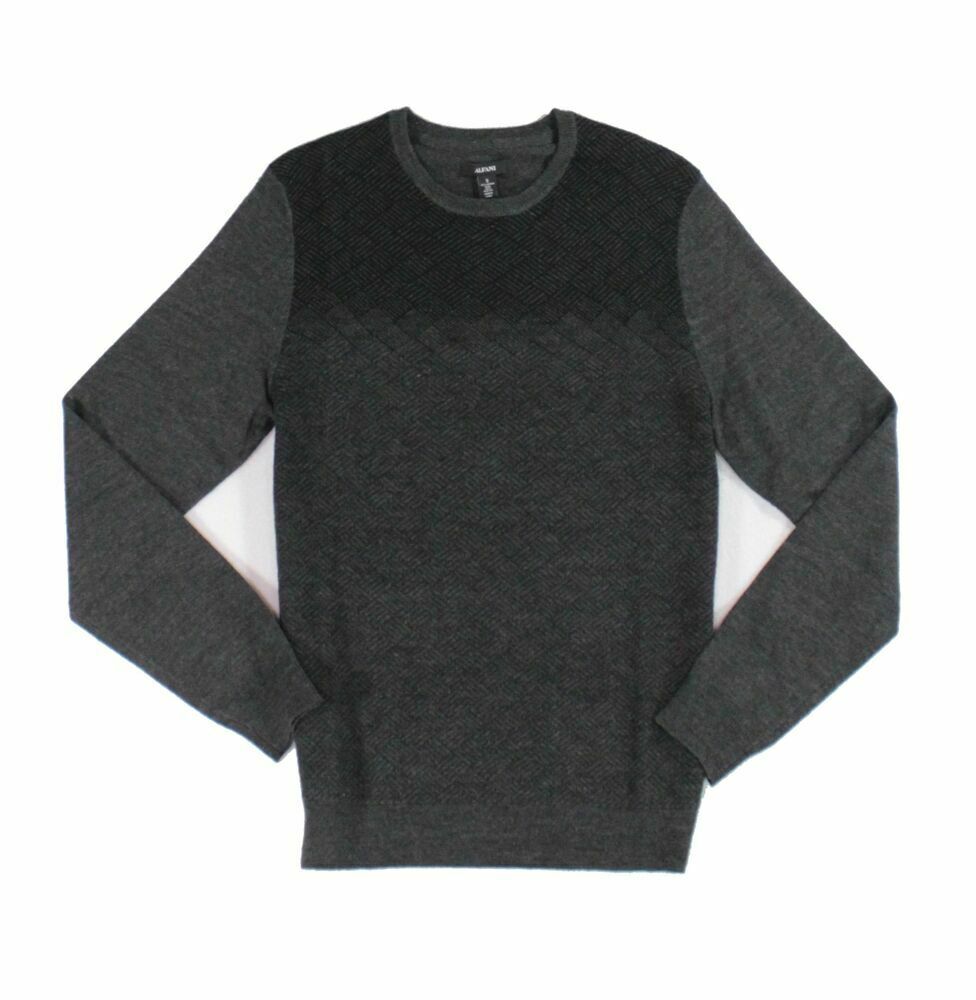 Alfani Men's AlfaTech Merino Wool Blend Sweater Ebony Heather Gray Size XXL $85
