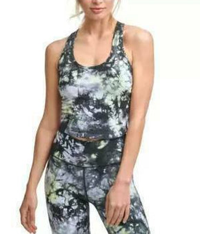 Calvin Klein Cropped Tie-Dyed Active women's Top Size L Black MSRP $50