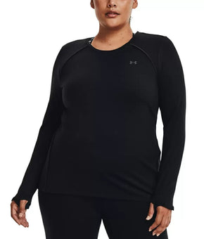 UNDER ARMOUR Women's Dual-layer Long Sleeves Plus Size Top Black 1X MSRP $55