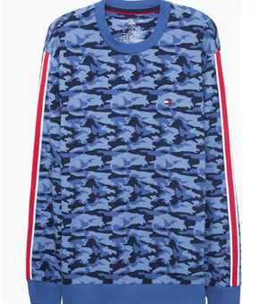 Tommy Hilfiger Men's Camo Lounge Long-Sleeve Pajama Top Blue Size S MSRP $70