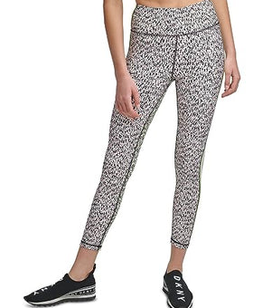 DKNY womens Printed Side-Striped Legging, Slate Heather, Size M Ivory