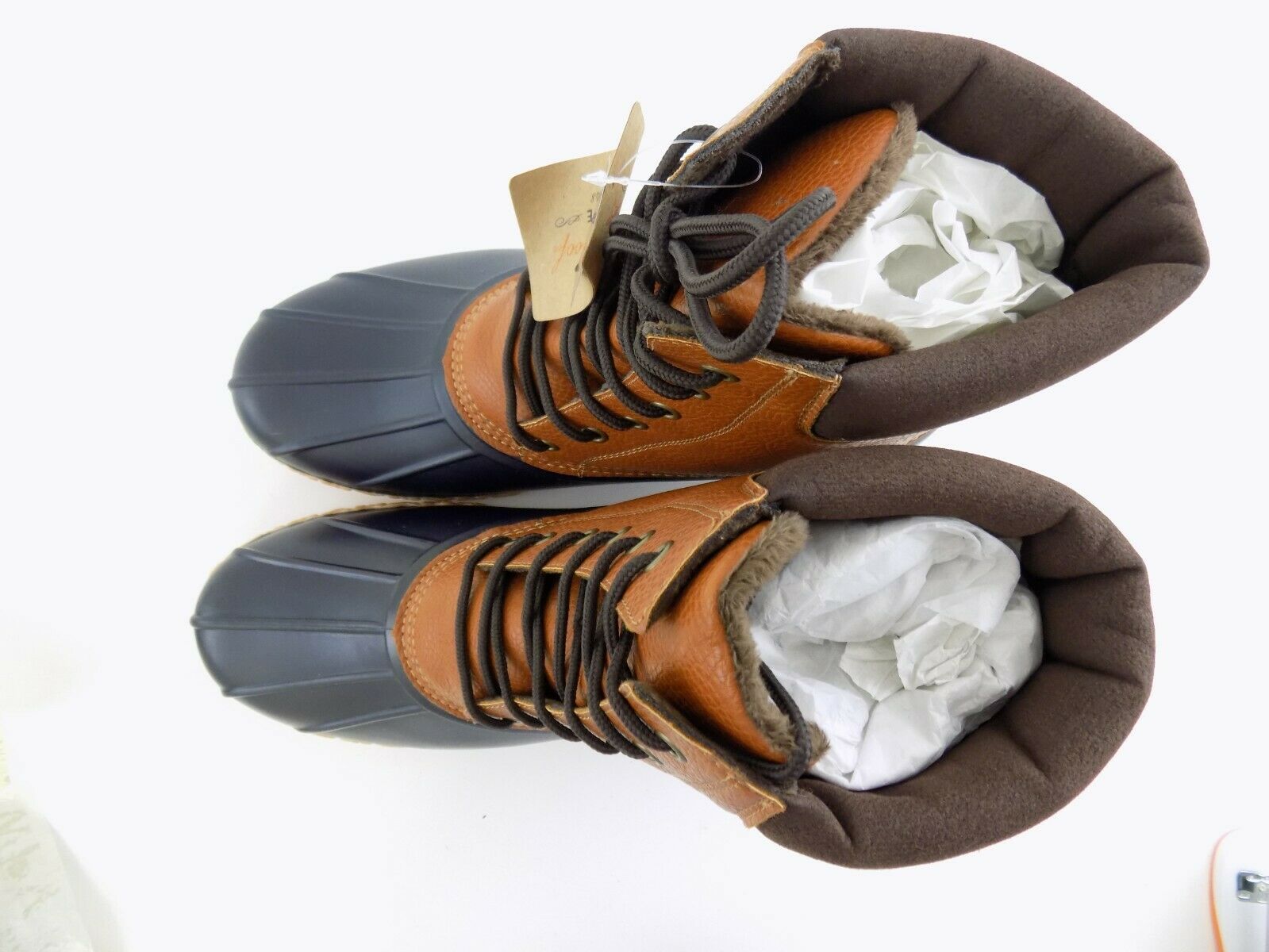 Weatherproof Vintage Men's Adam Duck Boots, Tan/Navy, 8M