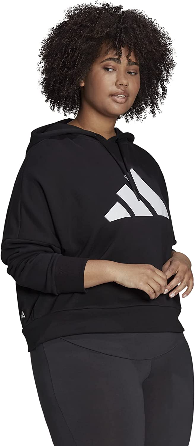 ADIDAS Womens Black Stretch Ribbed Drawstring Zippered Sleeve Log Dolma Plus 2X