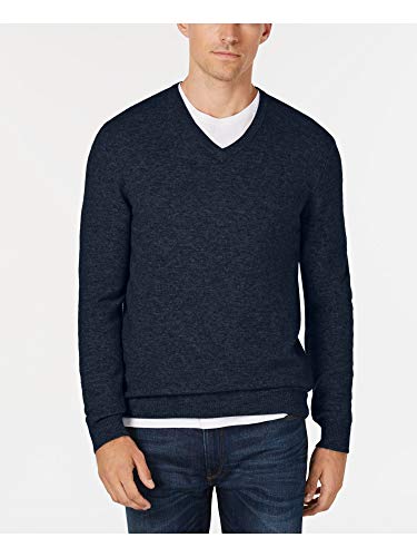 Clubroom Mens Navy Blue V Neck Merino Blend Pullover Sweater Size S