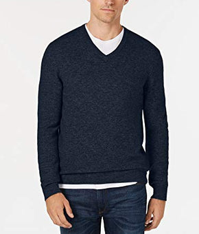 Clubroom Mens Navy Blue V Neck Merino Blend Pullover Sweater Size S