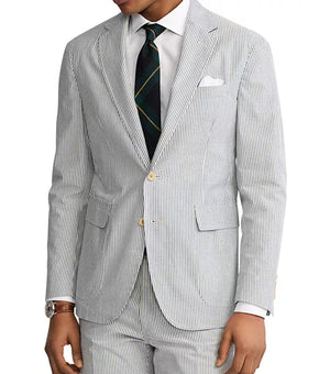 Polo Ralph Lauren Men's Soft 3 Buttons Blazer Jacket Stripe Blue White Size 42R