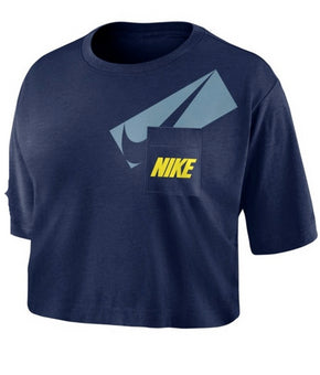 Nike Logo Pocket Crop Top Womens navy blue Size XL MSRP $40