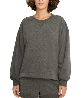 Nike Womens Yoga French Terry gray Sweatshirt Size M MSRP $65