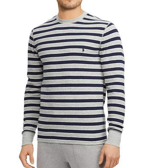 Polo Ralph Lauren Striped Waffle-Knit Lounge Tee Gray Navy Size S MSRP $45