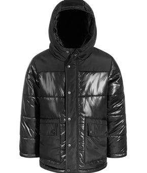 S ROTHSCHILD & CO Big Boys Mixed Media Cire Parka Black Size L MSRP $100