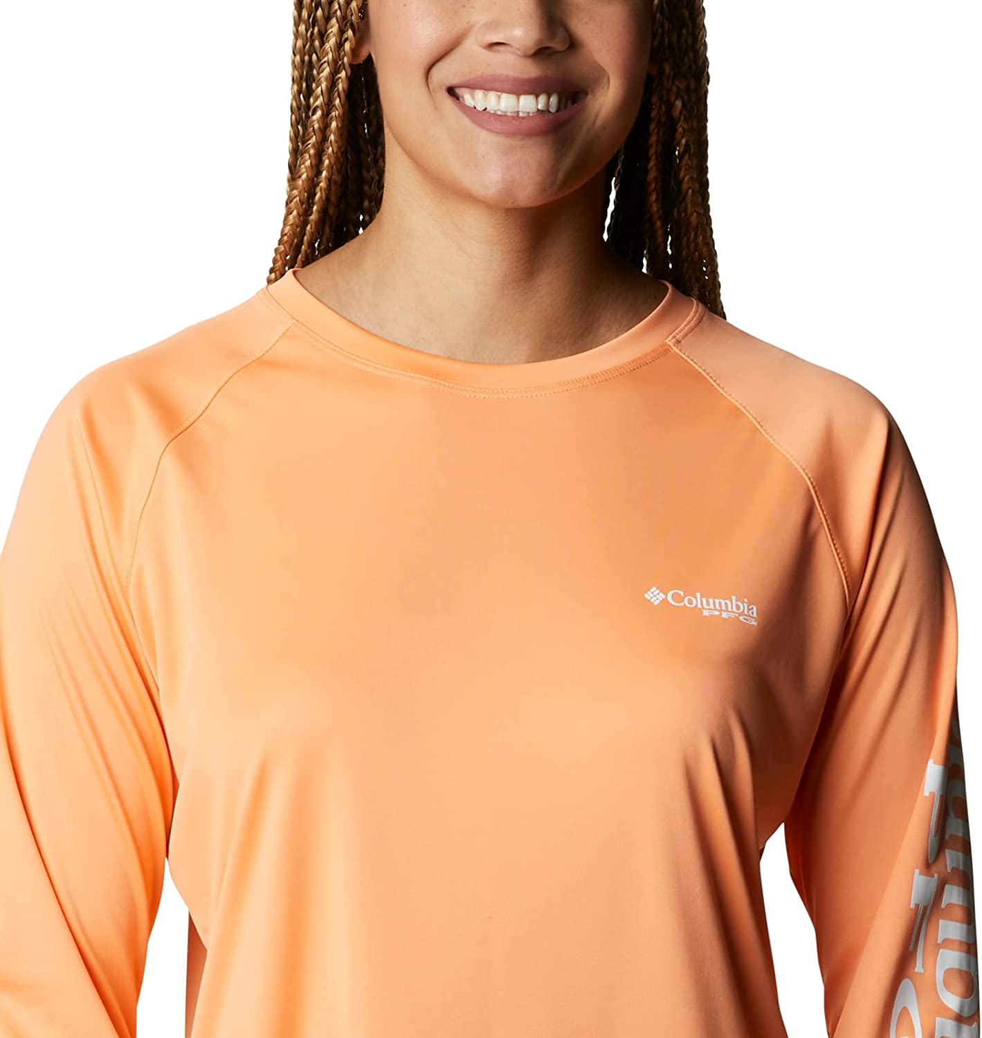 Columbia Womens PFG Tidal Tee II UPF 50 Long Sleeve Fishing Shirt Size XL Orange