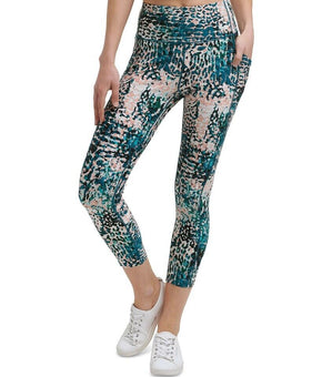 Calvin Klein Womens Printed High-Waist 7/8 Length Leggings green Size XS MSRP$60