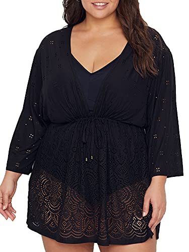 Dotti Plus Size Gypsy Gem Swim Cover-Up , Size 1X, Black
