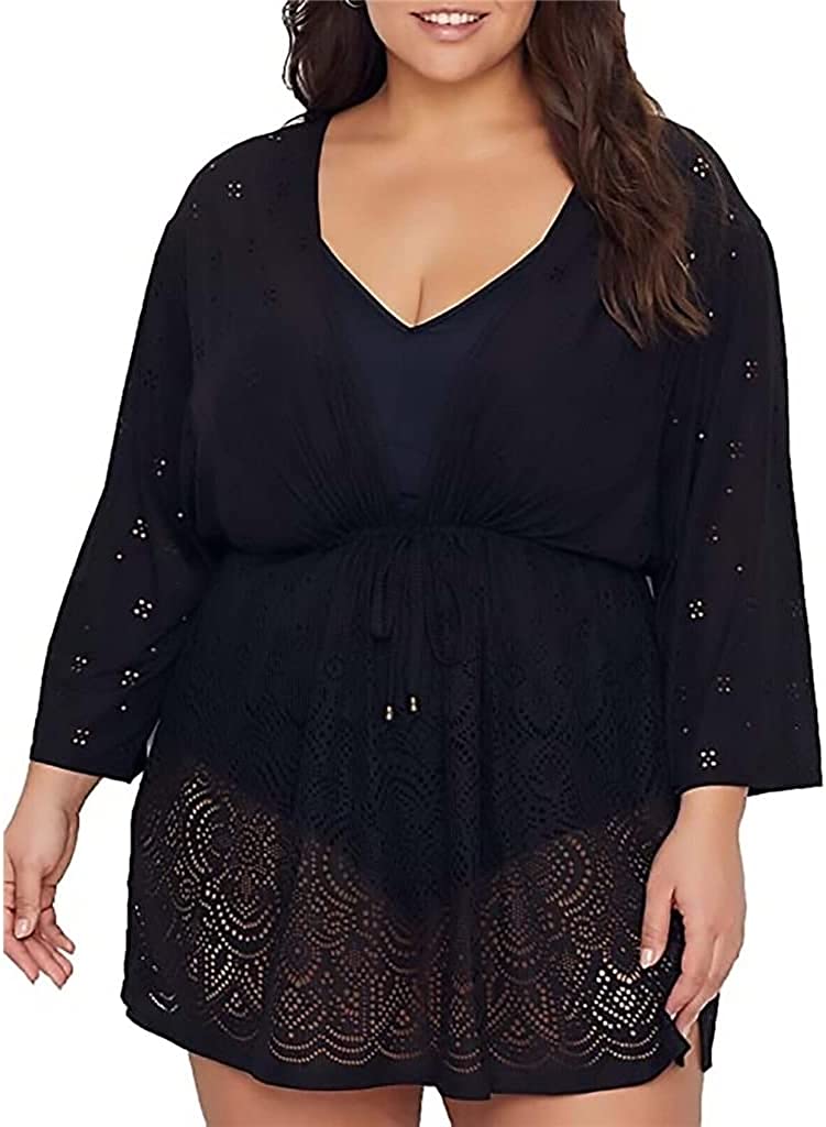 Dotti Plus Size Gypsy Gem Swim Cover-Up , Size 1X, Black