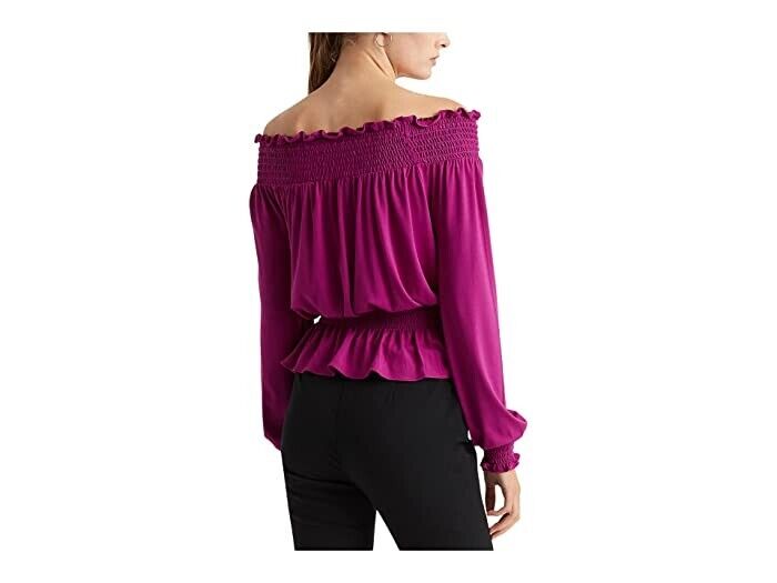 LAUREN Ralph Lauren Petite Jersey Off-the-Shoulder Top Purple Size PL MSRP $80