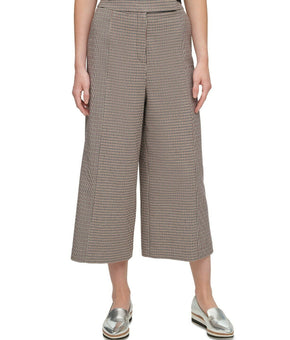 DKNY Women Houndstooth-Print Culottes Brown Black Size 12