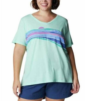 Columbia Women's Plus Size Bluebird Day Relaxed VNeck Top Green Size 2X MSRP $36