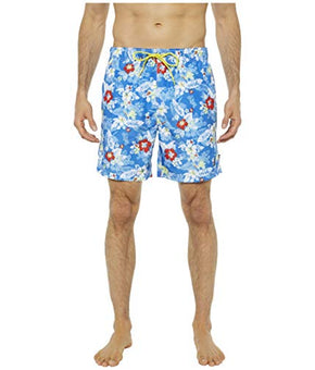 Nautica 8" Floral Print Quick-Dry Swim Blue Swimwear Trunk Shorts Size 2XL