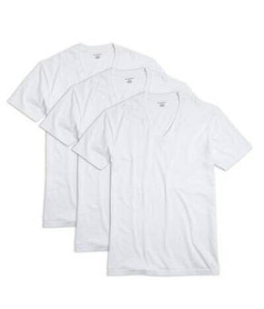 Bloomingdale's Mens 3pack White V-Neck Tee Cotton T-Shirt White Size S