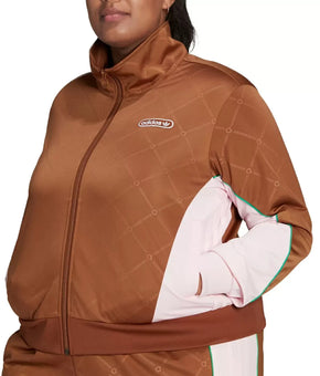 adidas Originals Plus Size Colorblocked Zip Women Track Jacket Brown 4X MSRP $75