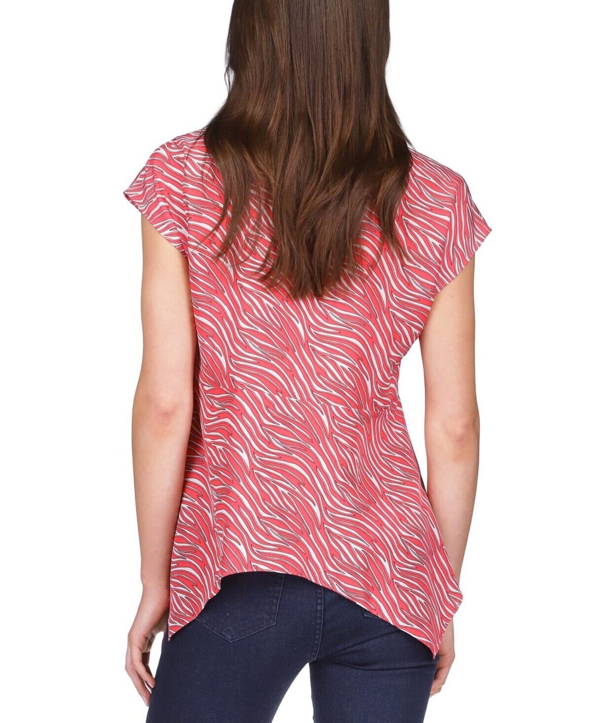 Michael Michael Kors Women Zebra Chain Handkerchief-HemTop Red Size XS MSRP $120