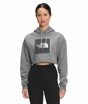 The North Face Crop Graphic Hoodie in Grey Heather Size M MSRP $59