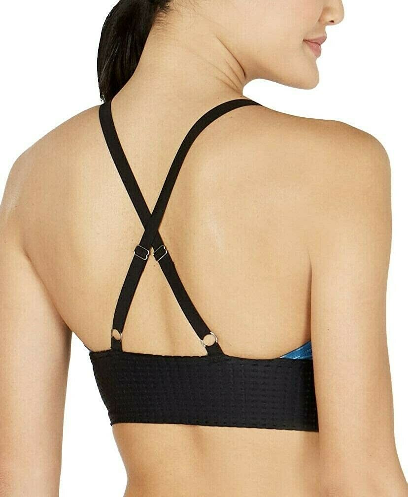 Nike Women's 6:1 Shine Striped Cross Back Bikini Top Size XS Blue