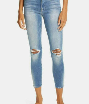 FRAME Le High Waist Ripped Crop Skinny Jeans Blue Women Size 25 MSRP $220