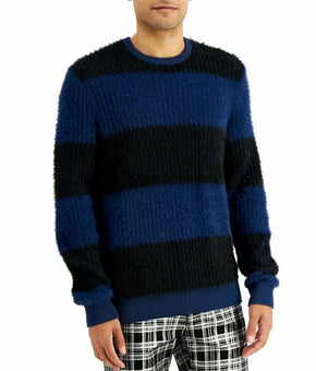 INC Men's Timeless Navy Blue Fuzzy Striped Sweater XS MSRP $70