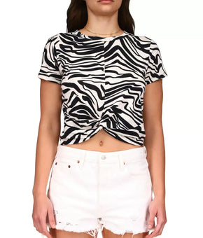 SANCTUARY Women's Slow Tide Printed Twist T-Shirt Black White Size S MSRP $49