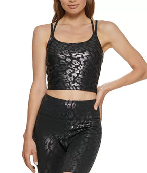 Calvin Klein Performance Printed Strappy-Back Tank Top Black Size S MSRP $50