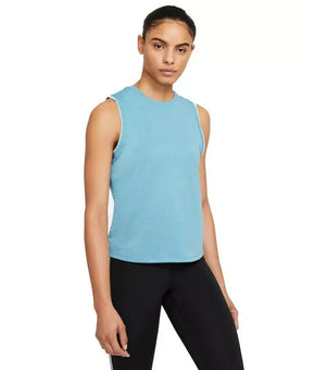 Nike Women's Crochet-Trimmed Yoga Tank Top Blue Size XS MSRP $40