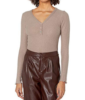KENDALL + KYLIE Women's Button Front Long Sleeve Top, Charcoal Gray Plus Size 2X