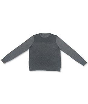 Alfani Mens Sweater Large Crewneck Pattern Pullover Wool Gray L