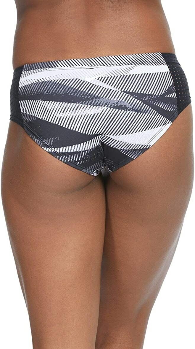 Nike Line Up Printed Hipster Bikini Bottoms MSRP $54 Size XL Black White