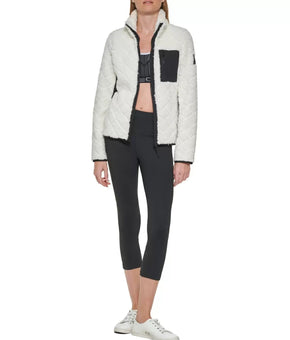 Calvin Klein Performance Women's Diamond-Pattern Fleece Jacket White Size L $100