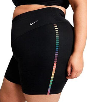 Nike Womens Plus Size One Rainbow Ladder Bike Shorts, Size 1X, Black MSRP $50